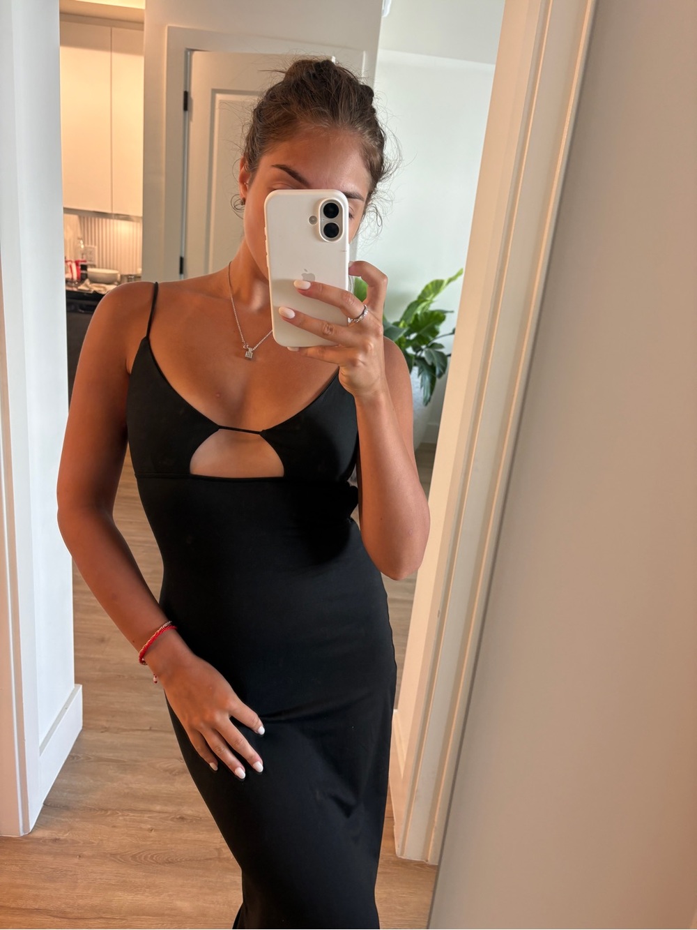 Strapless Black Cutout Midi Dress